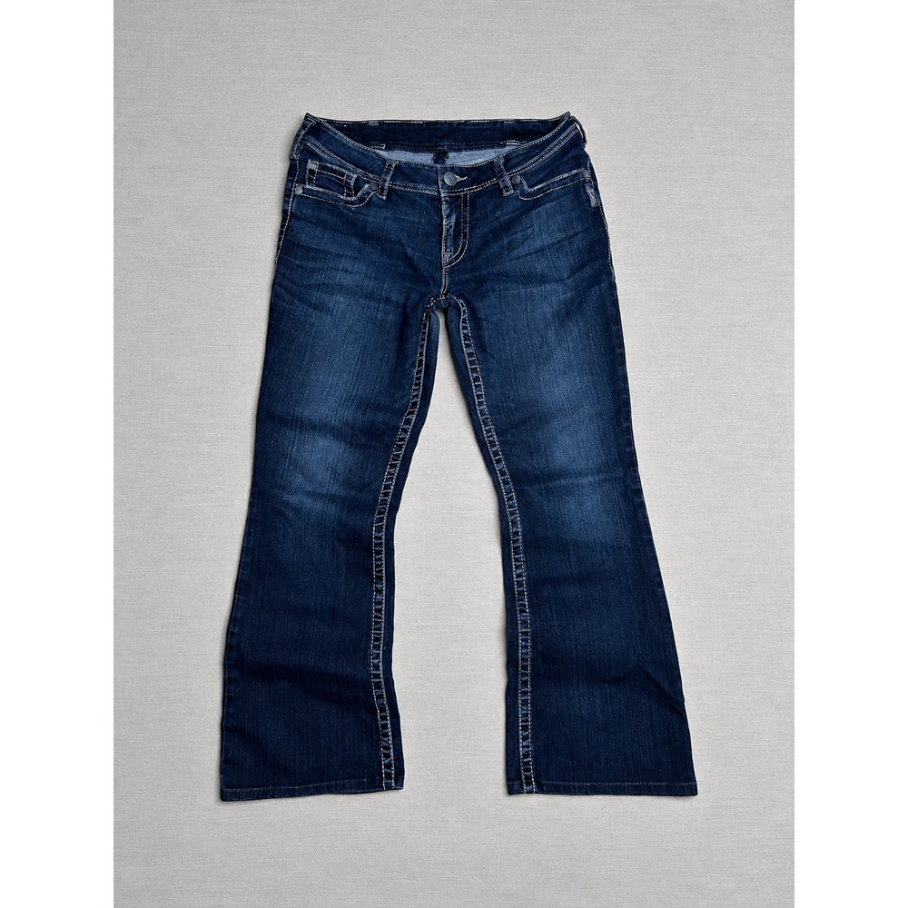 Silver Jeans Co. Women's 28x30 Dark Wash Bootcut Jeans Flap Pocket Stretch Denim - Picture 1 of 12